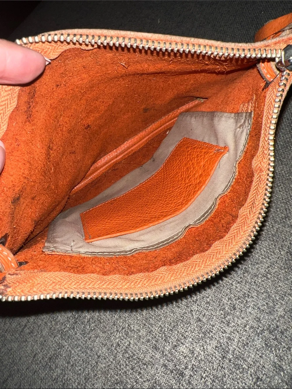 Roots Orange Pebbled Leather Crossbody Bag